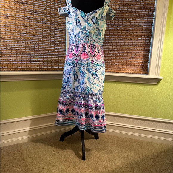 Lilly Pulitzer Blue and Pink Patterned Midi Dress - Picture 4 of 5
